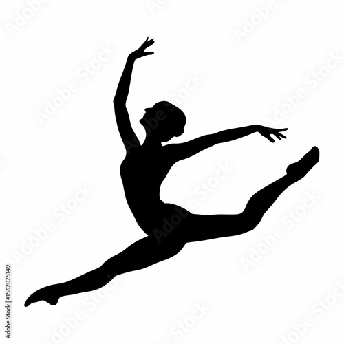 Dancer Silhouette in Mid-Leap Pose