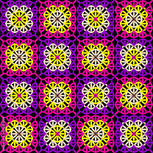 Pattern with crochet granny square wallpaper handmade decorative art design print	

