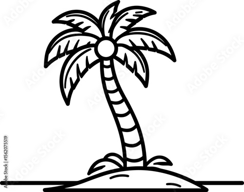 Tropical Palm Tree on Sandy Island - Summer Vacation Getaway