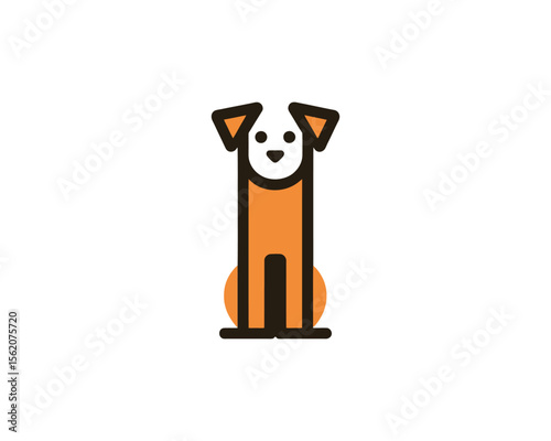 Stylized orange dog sitting icon illustration