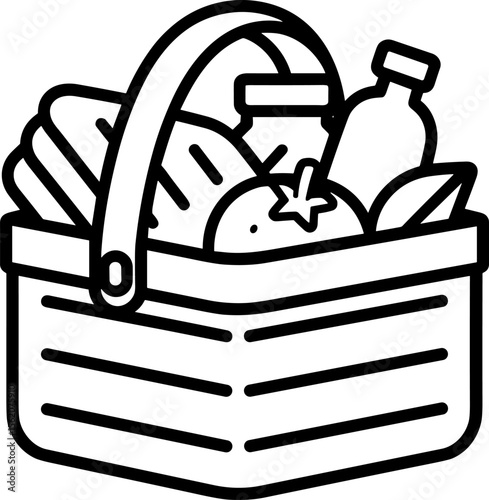 Picnic Basket Filled with Fresh and Healthy Food Items