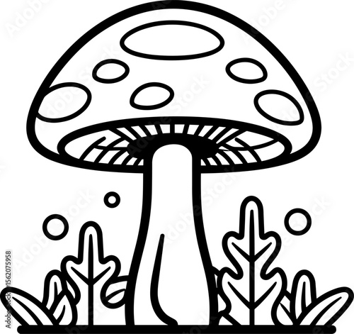 Enchanting Mushroom Illustration: A Botanical Forest Fantasy
