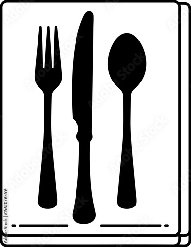 Elegant Cutlery Set: Fork, Knife, and Spoon on a Plate