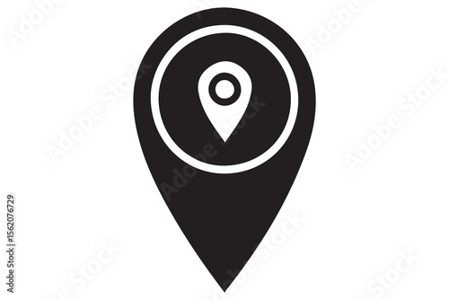 Minimal Black & White Location Icons Set – Flat Vector Design of Maps, Navigation, and Global Technology Symbols

