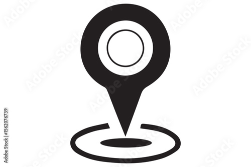 Minimal Black & White Location Icons Set – Flat Vector Design of Maps, Navigation, and Global Technology Symbols

