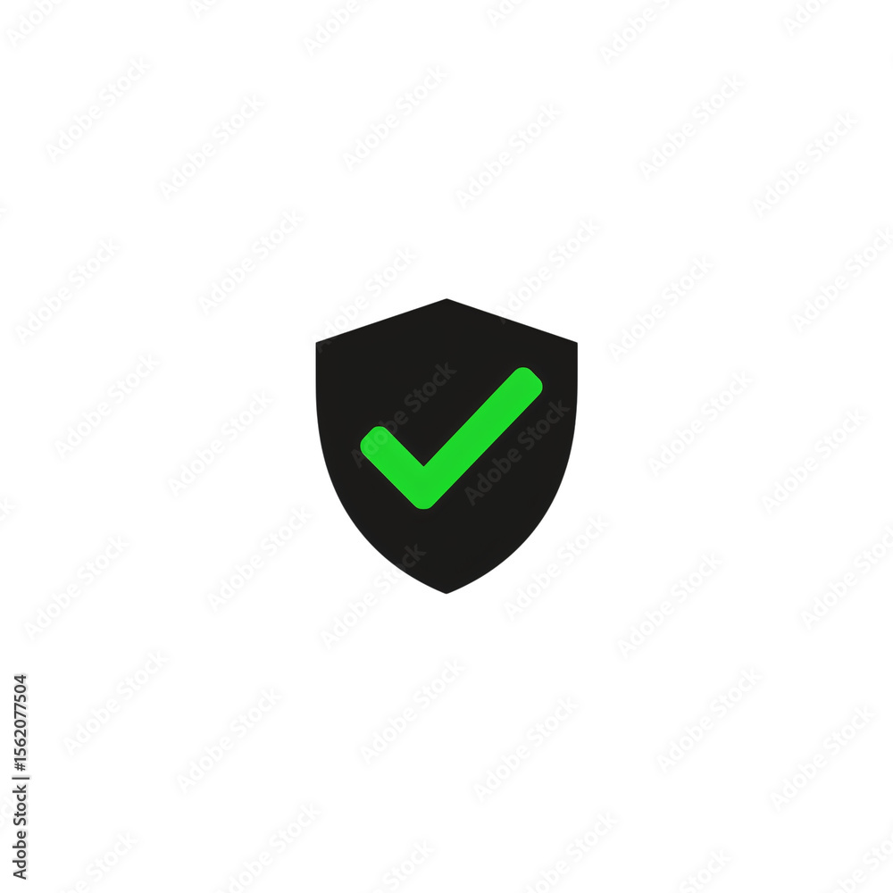 Security shield displaying a bright green check mark, conveying safety, protection, and successful validation on a transparent background. Security shield displaying a bright green check mark, conveying safety, protection, and successful validation on a transparent background.