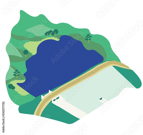 Isometric small water impounding project