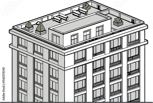 Modern Skyscraper Design Featuring Tall Buildings Windows and City Architecture. High Rise Skyscraper Illustration Collection for Urban Development and Planning. Flat Style Modern Skyscraper Concept