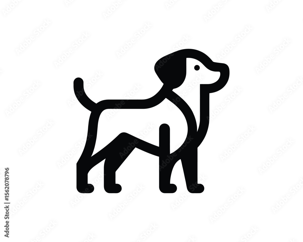 Simple black and white line art dog icon Simple black and white line art dog icon