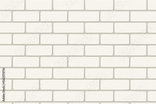 Seamless modern white brick wall pattern background. Clean flat vector illustration of contemporary rectangular tile texture. Minimalist interior design, construction, architecture, wallpaper concept