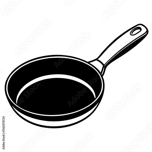 Minimal Frying Pan Silhouette Vector