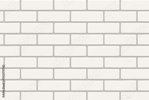 Seamless White Brick Wall Texture Pattern. Modern Flat Vector Illustration for Backgrounds, Interior Design, Wallpaper, Construction, Architecture, Realistic Clean Subway Tile Surface