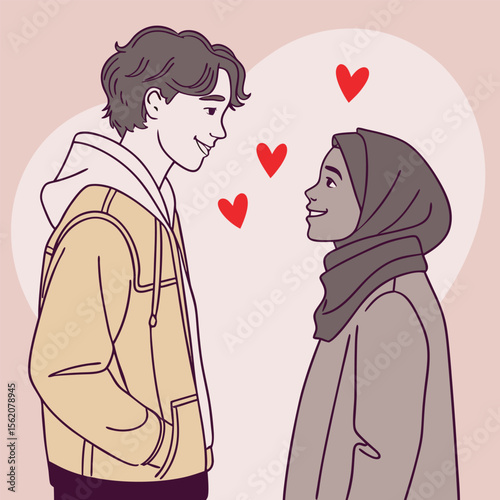 Couple with heart vector illustration free online design download.