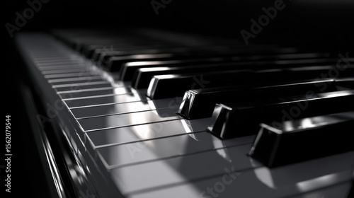 The Elegant Black and White Piano Keys in Soft Light and Shadow.