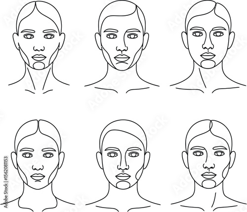 Vector Face Shapes for Beauty Guides: Cosmetic Procedure Graphic.