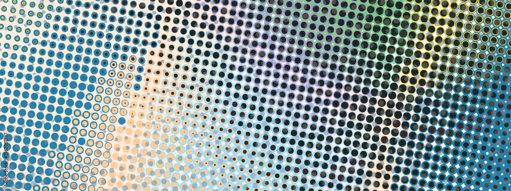 Fototapeta premium Abstract pop art creative concept. Colorful polka dots retro comics background. Cartoon modern halftone pattern. Design for poster, card, sale banner, empty bubble.