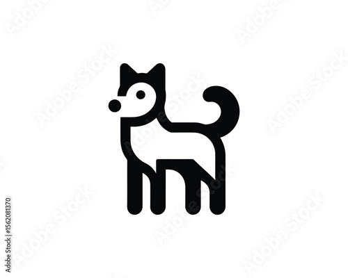 Stylized black and white husky dog icon