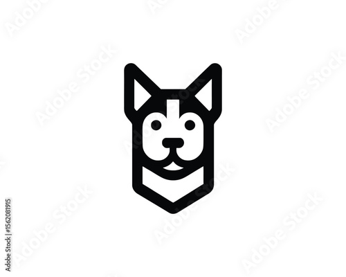 Stylized black and white husky dog head icon