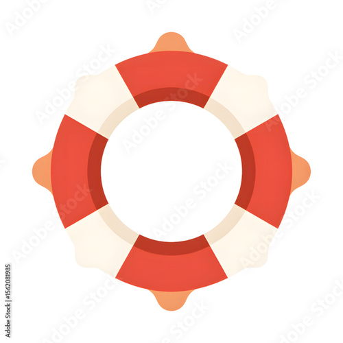 Lifebuoy with red and white stripes for swimming safety and rescue  