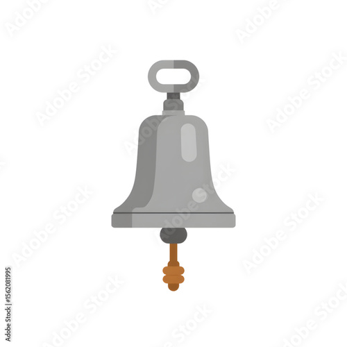 Metal bell with handle and clapper on white background  