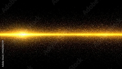 Glowing line Bright golden light streak on black, surrounded by dust Soft illumination Long, bright horizontal element