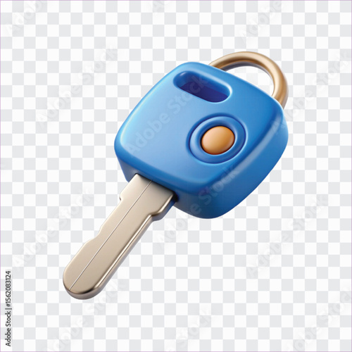 3D Car Key Icon | Vehicle Access, Auto Lock Remote, Transportation Security Symbol