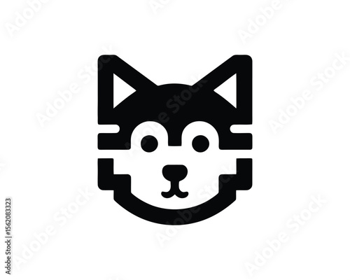 Stylized black and white husky dog face icon
