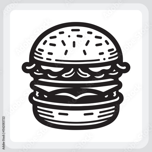A Deliciously Detailed Line Art Illustration of a Gourmet Burger.