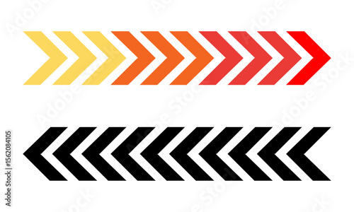 colourful arrow and black arrow. dynamic moving arrow representing speed, acceleration, fast. transparent png and vector illustration.