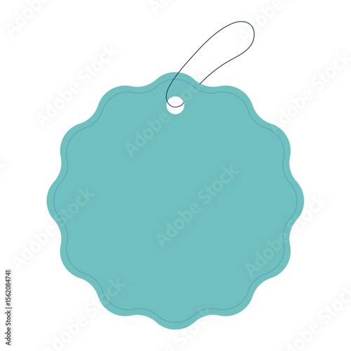 Blank Scalloped Price Tag Vector Icon.