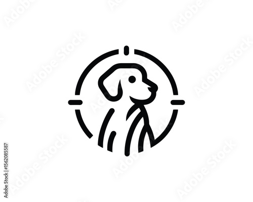 Dog logo in a target reticle