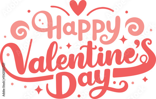 Happy Valentine's Day Greeting with Love Birds and Heart Design
