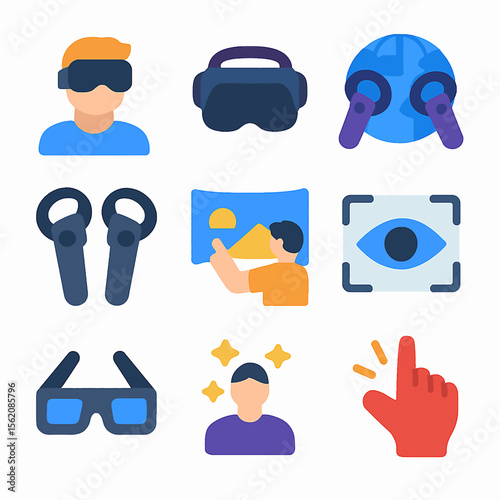 Virtual reality vector illustrations showcasing immersive experiences and digital interaction