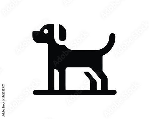 Simple black dog icon standing on a line
