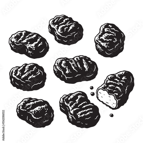 Golden bites of comfort – Nuggets silhouette formed into clean Nuggets vector – Nuggets illustration

