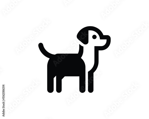 Simple black and white icon of a dog
