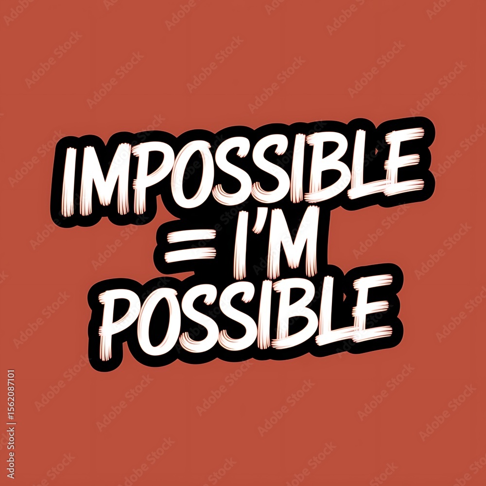 Obraz premium Impossible = I’m Possible — split typography with bold contrast, thick white outline