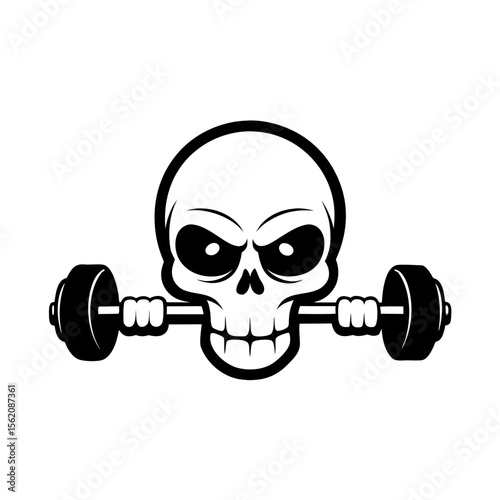 skull with dumbbell