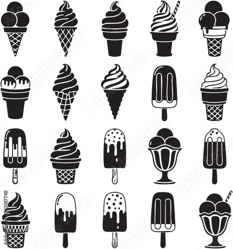 minimalist ice cream icon black and white vector art