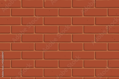 Seamless Red Brick Wall Pattern Background. Realistic Modern Flat Vector Illustration. Construction Material Texture. Urban Architecture. Masonry Design. Building Facade. Decorative Surface