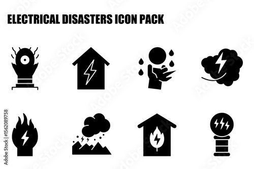 Electrical Disaster Icons for Safety Education