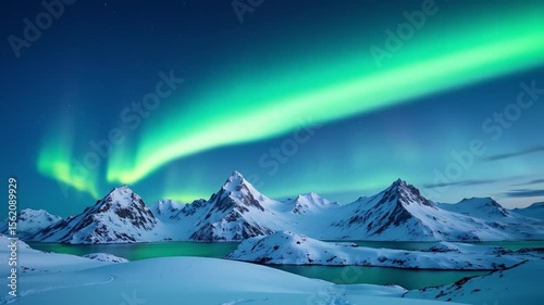A timelapse of the aurora Snowy mountain peaks and aurora skies in northern Norway