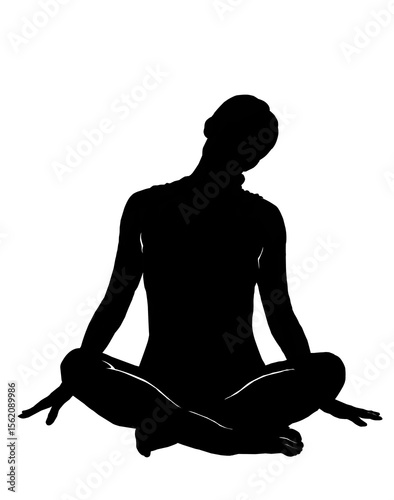 silhouette of a woman meditating