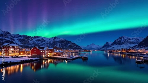 A timelapse of the Aurora over colorful houses in Tromsø Norway