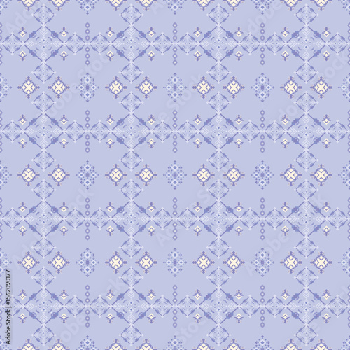 Pastel Tribal Seamless Pattern with Geometric Ethnic Motifs – Soft Lilac and Beige Tones.  it’s perfect for fabric printing, digital scrapbooking, wrapping paper, or home décor products.