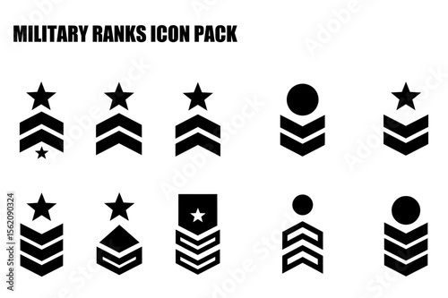 Military ranks icon pack. various insignia in a simple, clean design.