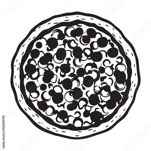 A flavorful favorite in line – Pizza silhouette styled with minimalist Pizza vector – Pizza illustration

