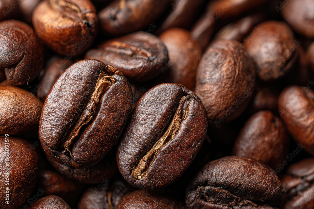 Fototapeta premium Roasted coffee beans macro close up background