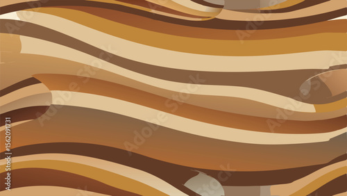 Abstract wavy brown and beige stripes with smooth gradient transitions background