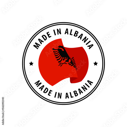 Albania - Nation Label Icon. Country Flag Sticker. Vector illustration.